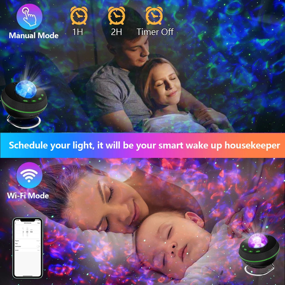 WiFi Galaxy Star Projector Night Light – Smart Music Lamp