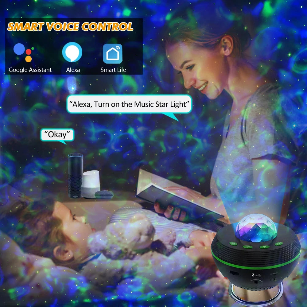 WiFi Galaxy Star Projector Night Light – Smart Music Lamp