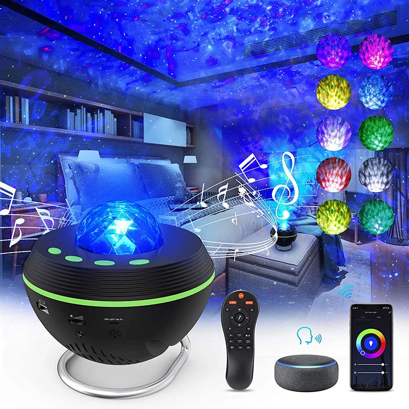 WiFi Galaxy Star Projector Night Light – Smart Music Lamp